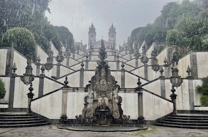 Sanctuary of Bom Jesus do Monte, Braga, Portugal, pouring with rain