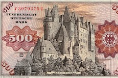 visiting castle Burg Eltz of the 500 DM banknote